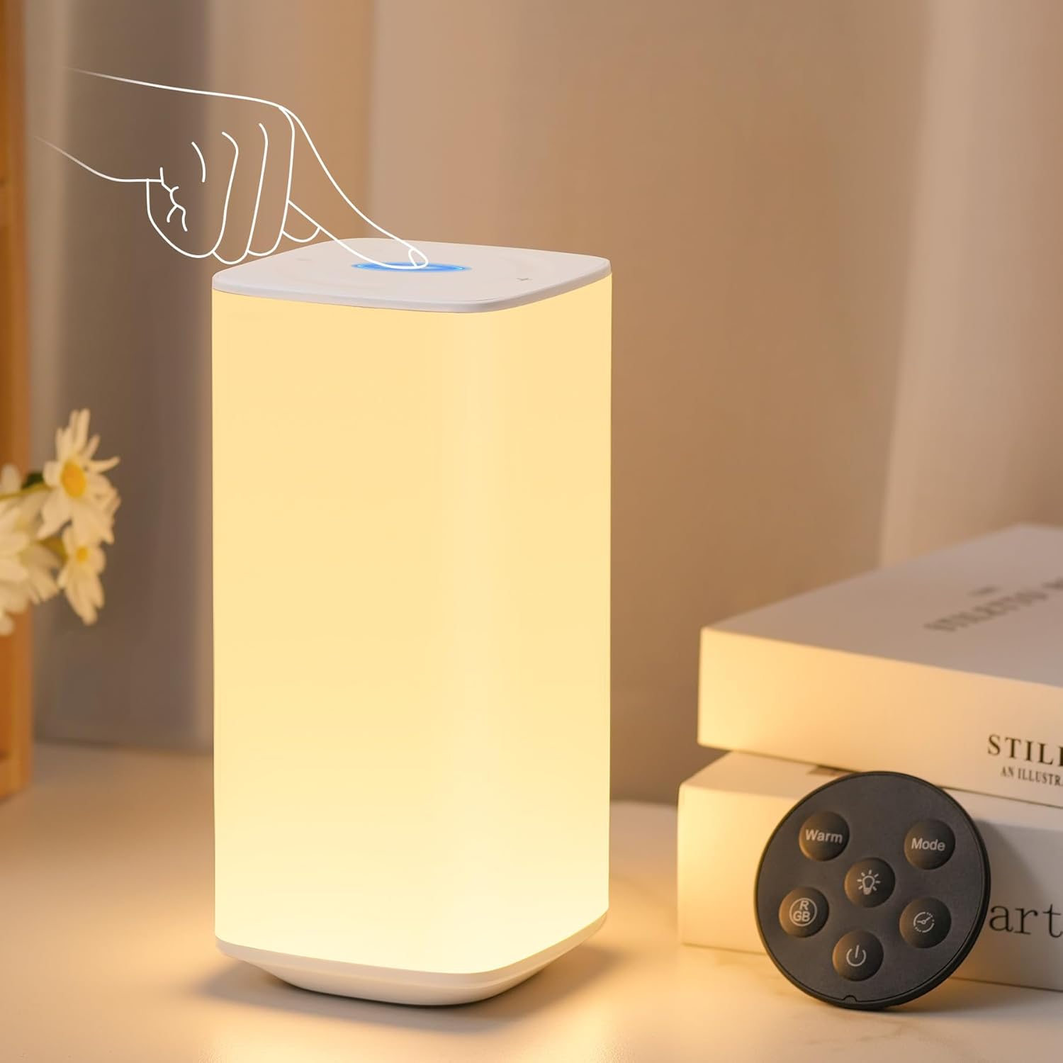 Baby Nursery Colors - Dimmable Touch Lamp for Bedroom, Portable