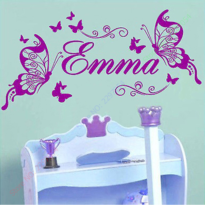 Baby Nursery Design - New Butterflies Personalized Name Vinyl Butterfly