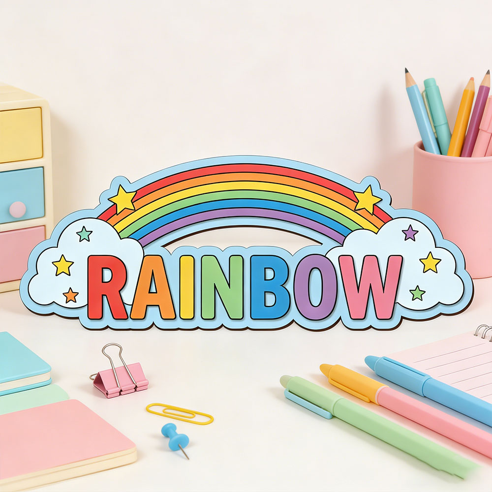 Baby Nursery Usa - Custom Rainbow Cloud Star Name Door