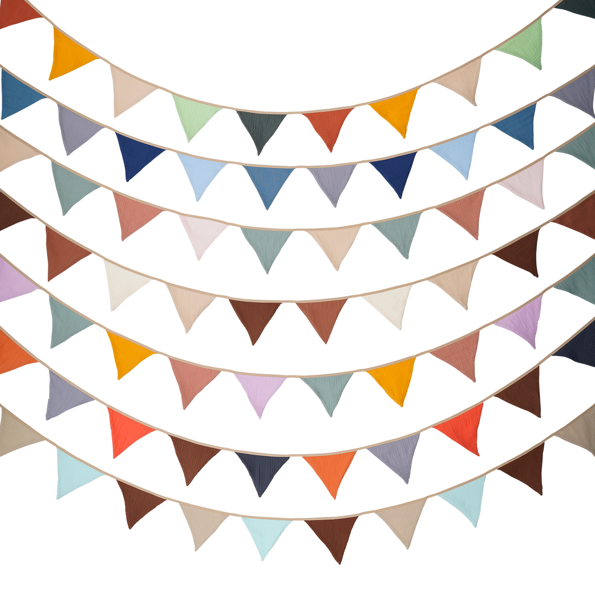 Baby Nursery Garland - 2.6M Nursery Fabric Bunting 10 Triangle