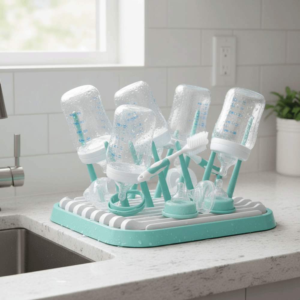 Baby Nursery Essentials - Foldable Baby Bottle Drying Rack Sturdy