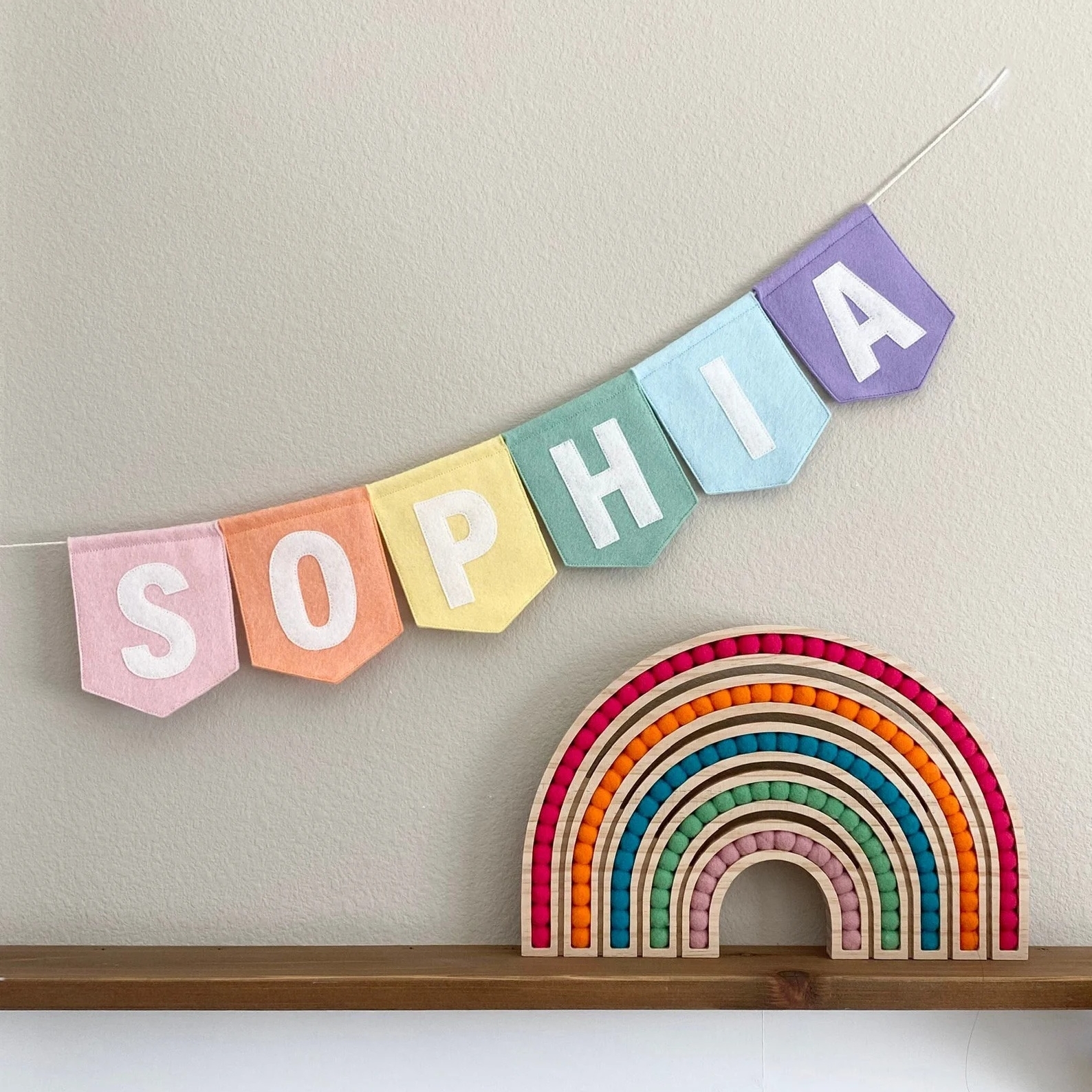 Baby Nursery Garland - Personalized Felt Letter Banner Baby Name