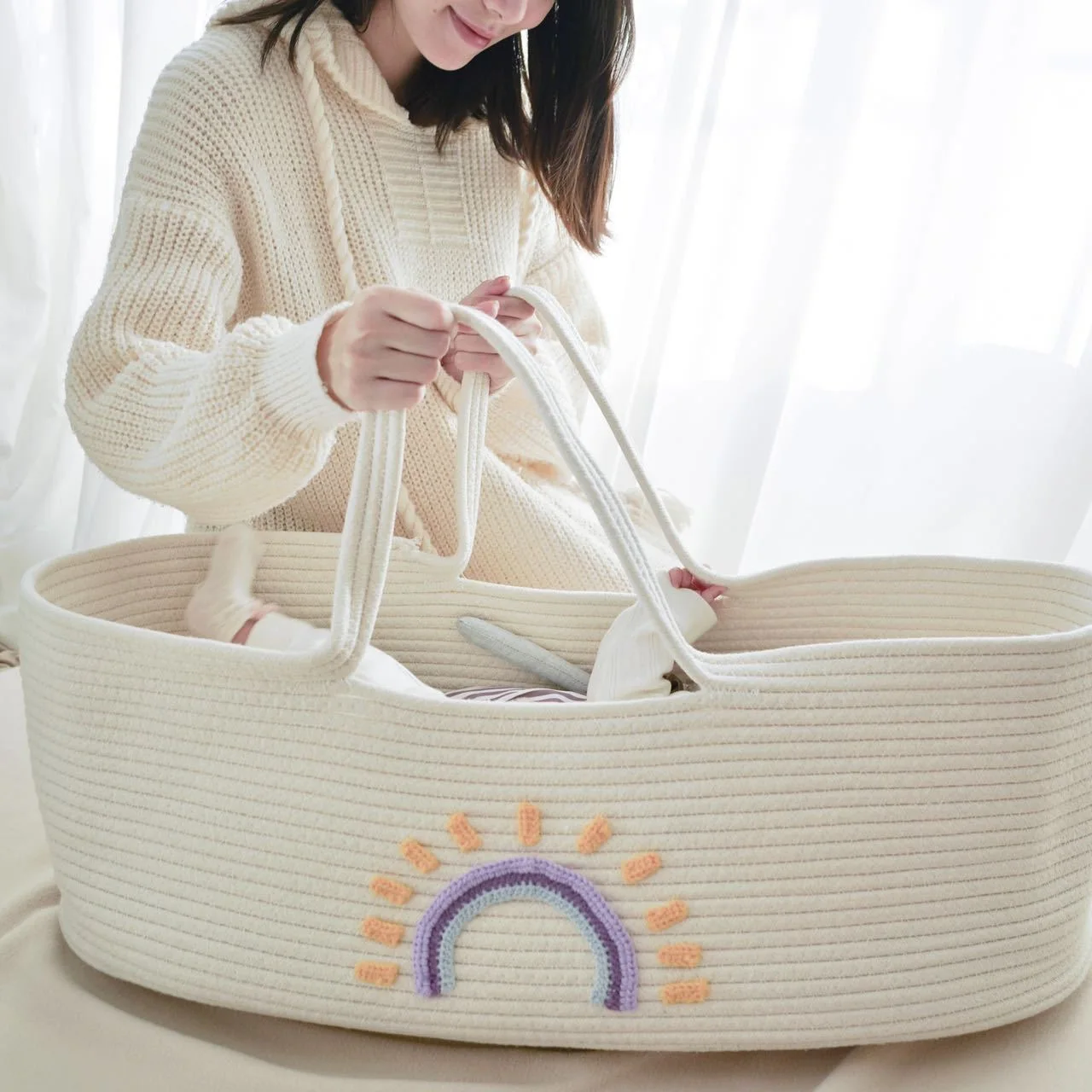 Baby Nursery Crib - Portable Baby Carrying Basket Cradle for