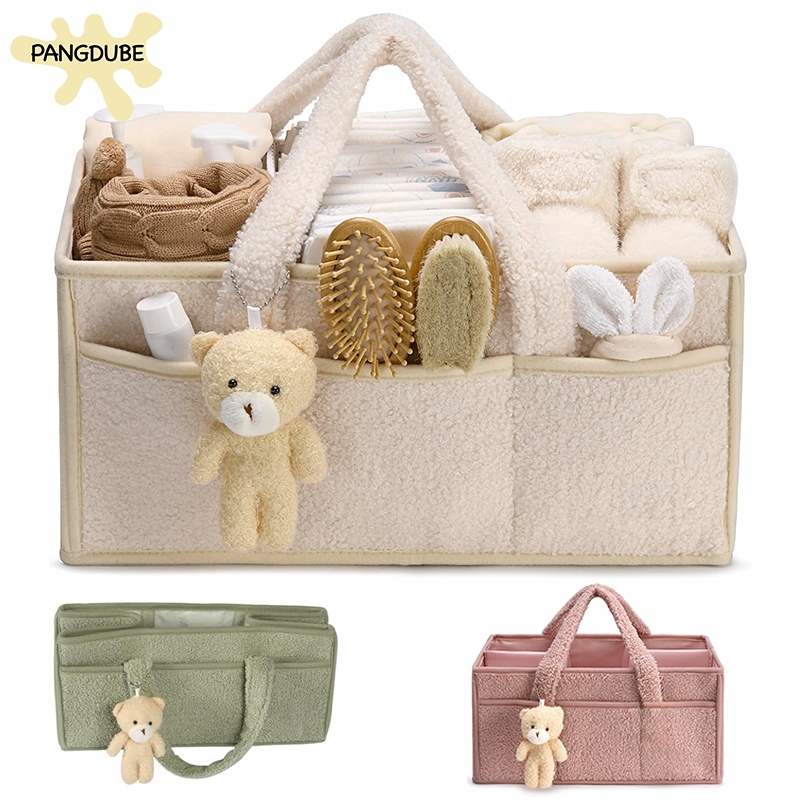 Diaper Caddy Organizer - PANGDUBE Plush Diaper Stackers & Caddies