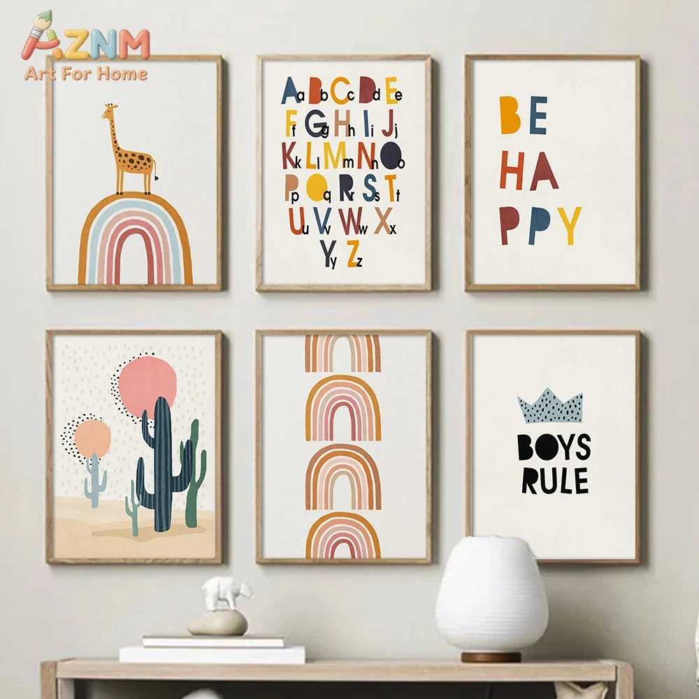 Baby Nursery Design - Rainbow Alphabet Poster Educational ABC Letter