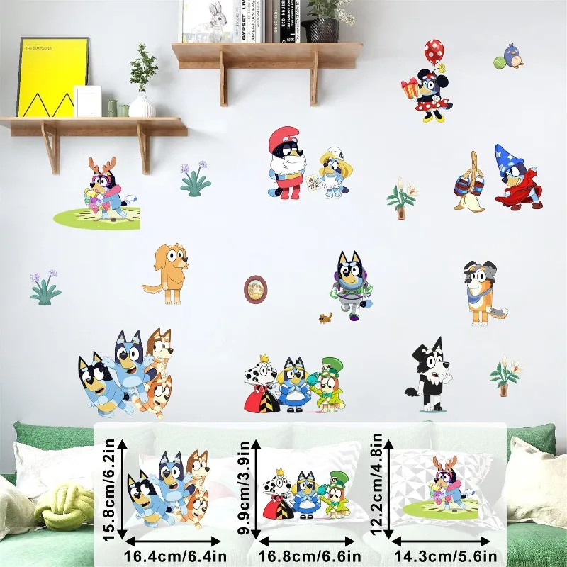 Baby Nursery Wall Art - Bluey Cute Cartoon Anime Self-Adhesive Wall