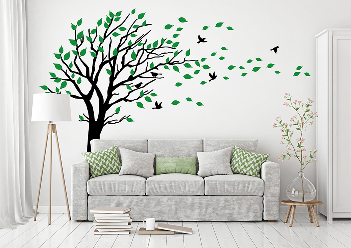 Baby Nursery Colors - Large Two Colors Tree Leaves Wall