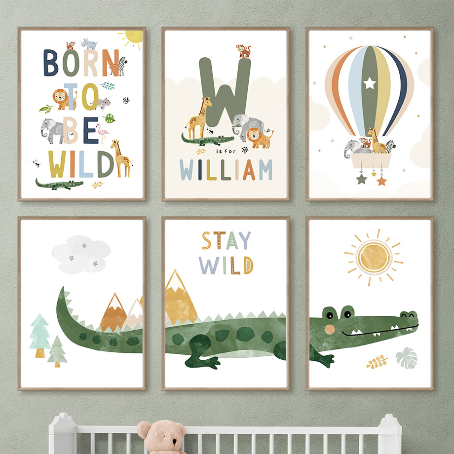 Baby Nursery Design - Crocodile Balloon Lion Elephant Giraffe Nordic