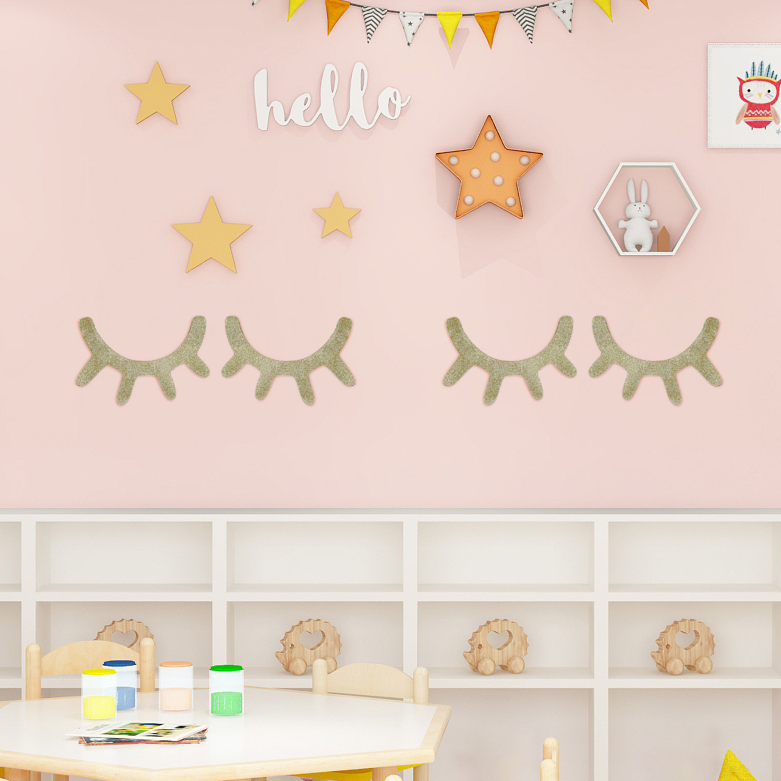 Baby Nursery Stickers - 1Pair Nordic Style Sleepy Eyelash Wall