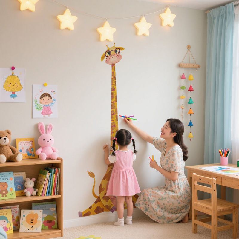 Baby Nursery Wall Art - Giraffe Growth Chart Wall Sticker Removable