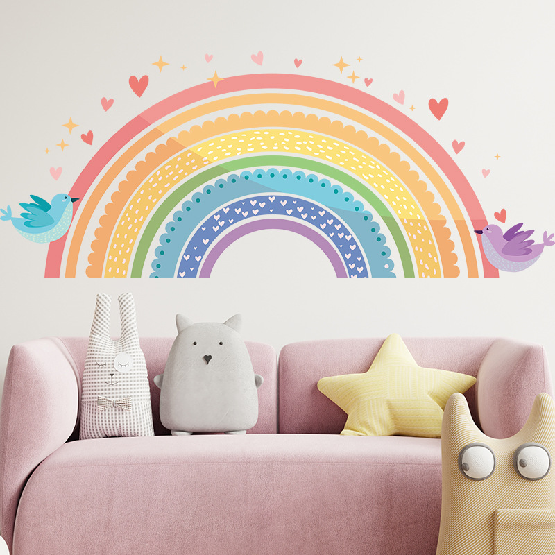 Baby Nursery Design - Colorful Rainbow Bird Love Wall Stickers