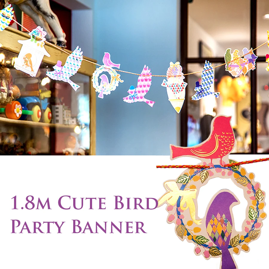 Baby Nursery Garland - 1.8m Bird Animal Party Banner Cute