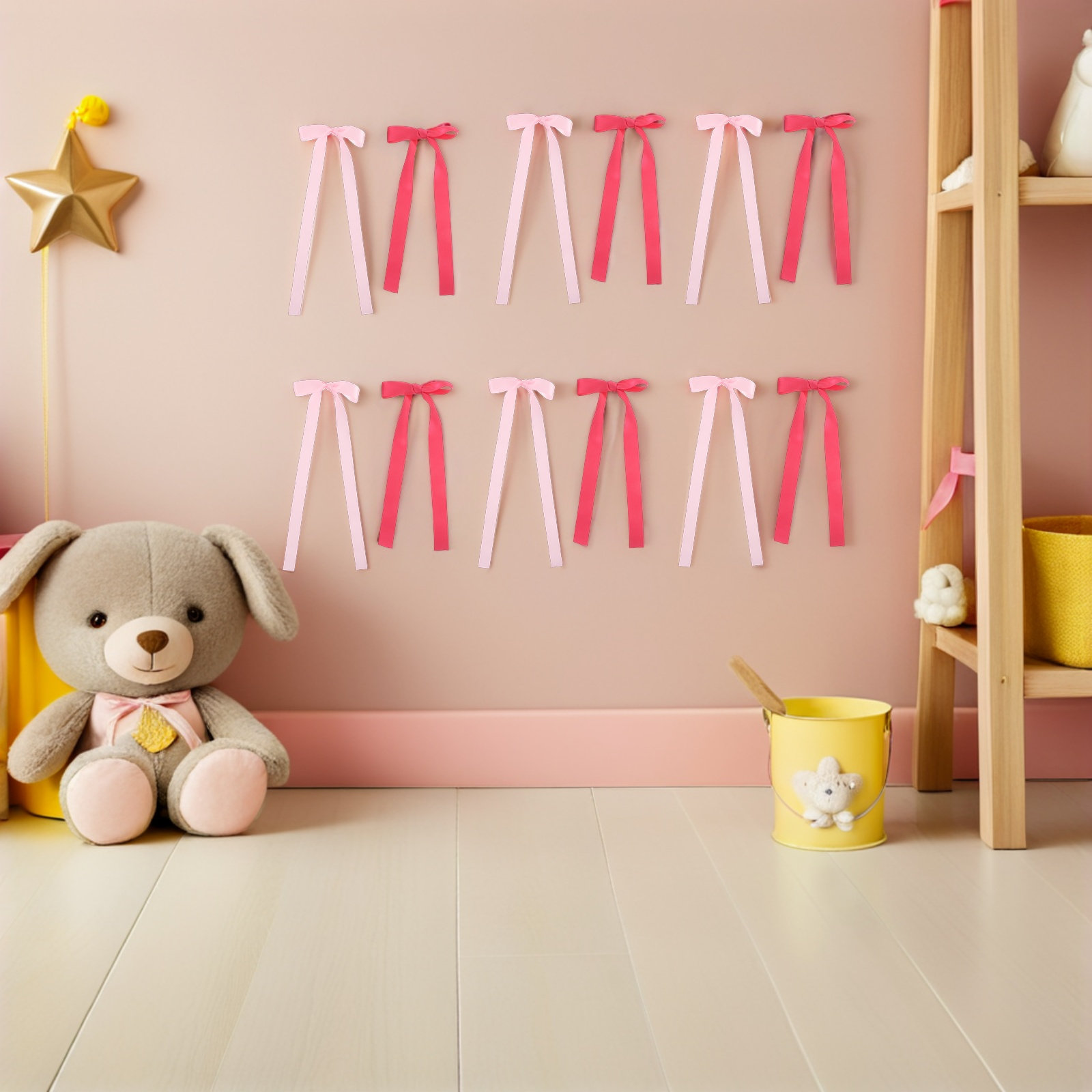 Baby Nursery Garland - 40Pcs Pink Satin Bow Wall Decor
