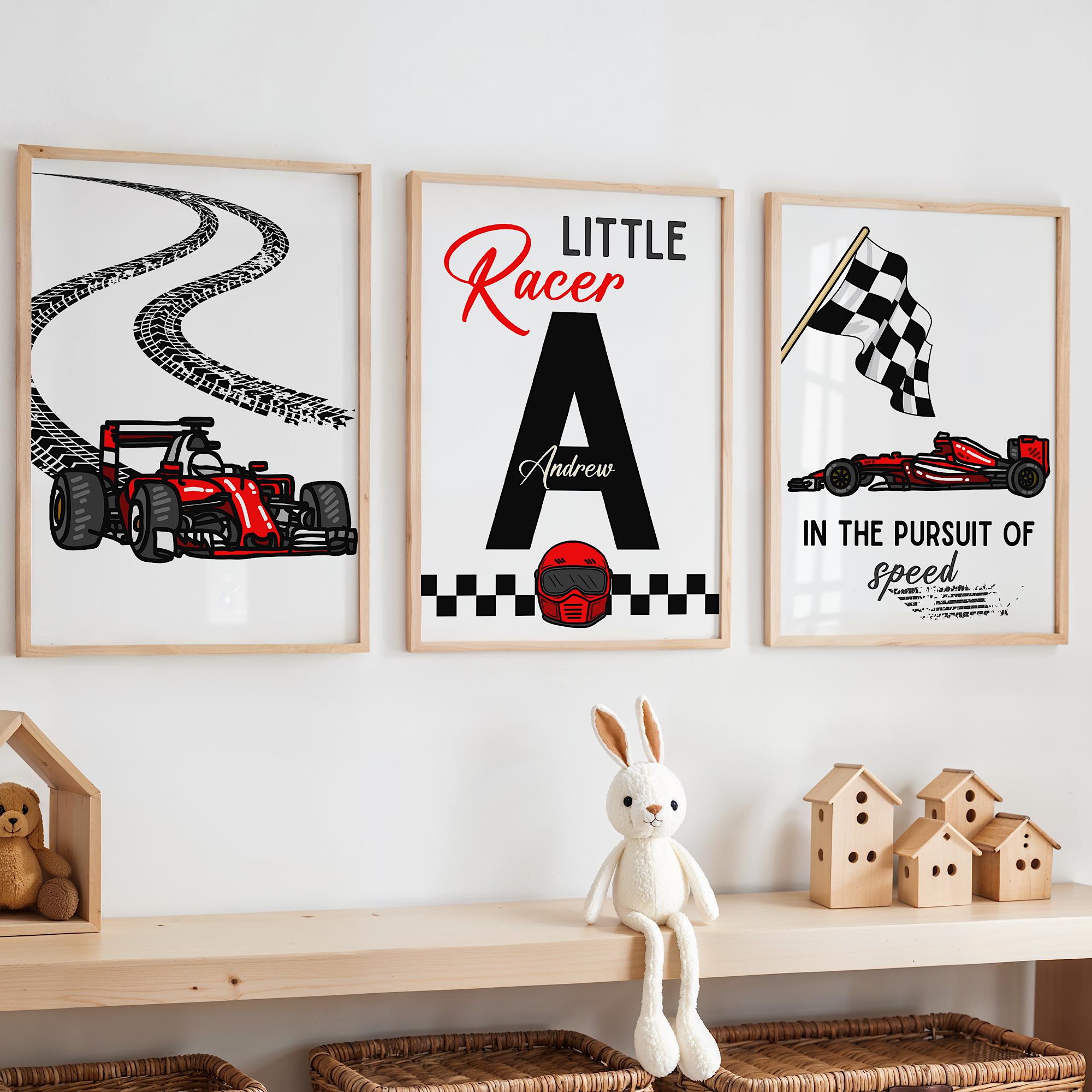 Custom Name Racing Car Nursery - Baby Nursery Wall Art のレビューと価格