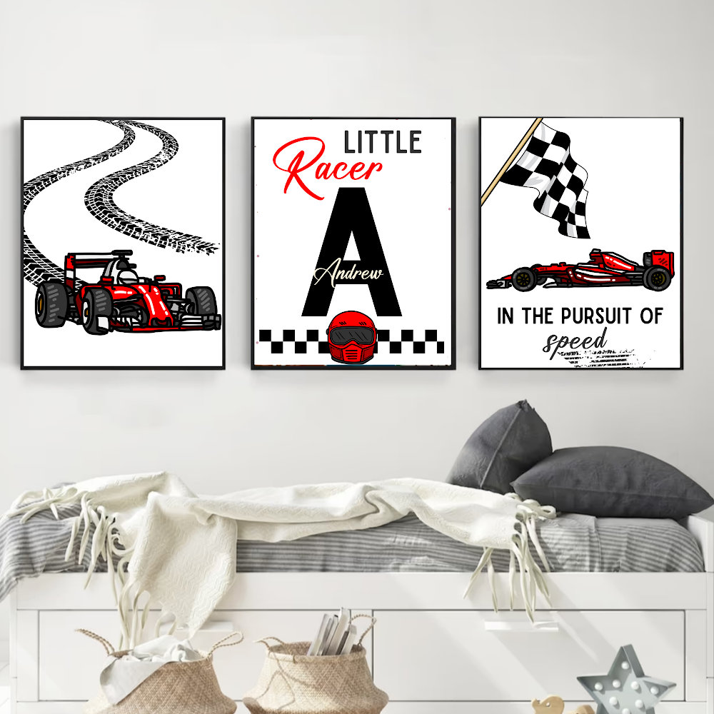 Custom Name Racing Car Nursery - Baby Nursery Wall Art のレビューと価格