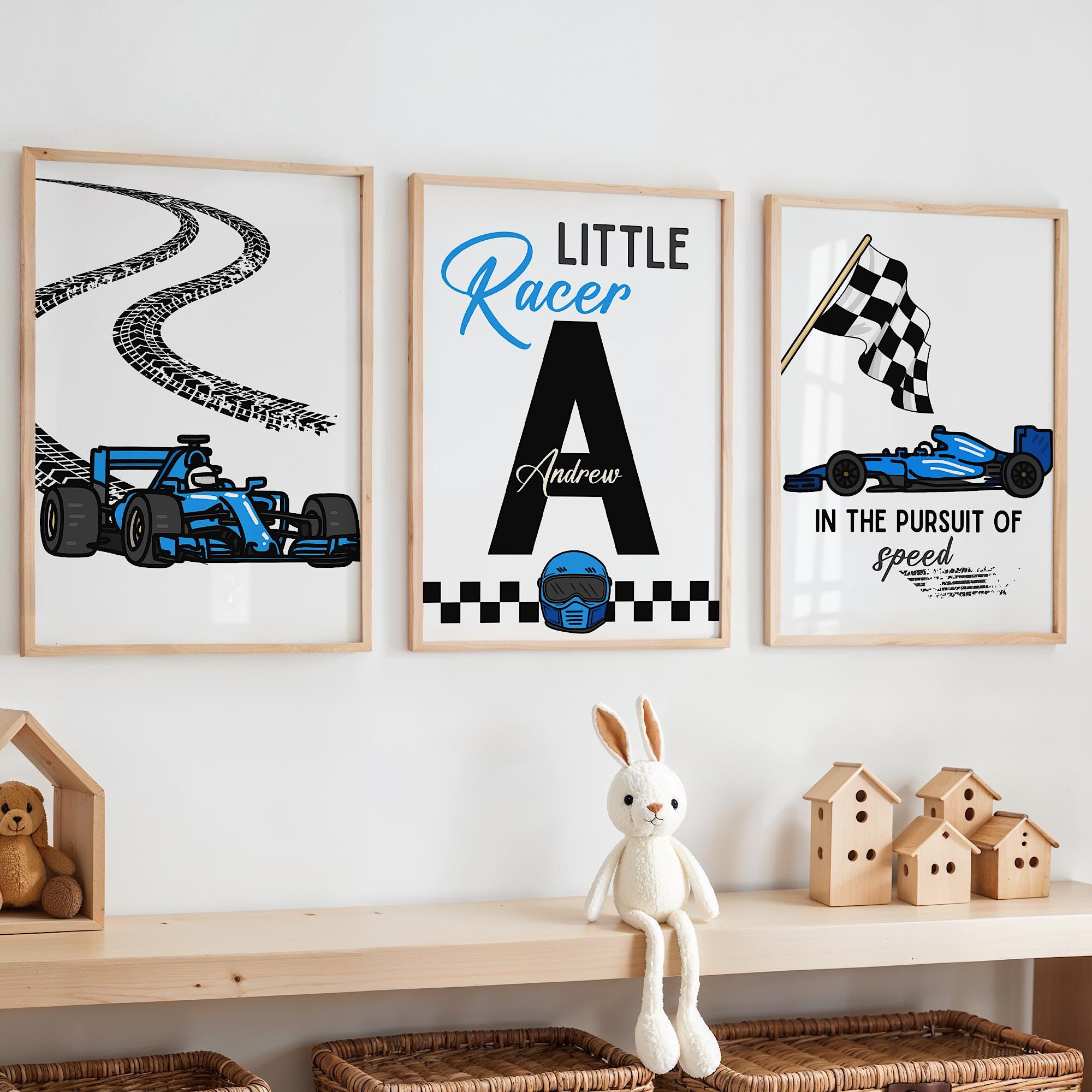 Custom Name Racing Car Nursery - Baby Nursery Wall Art のレビューと価格