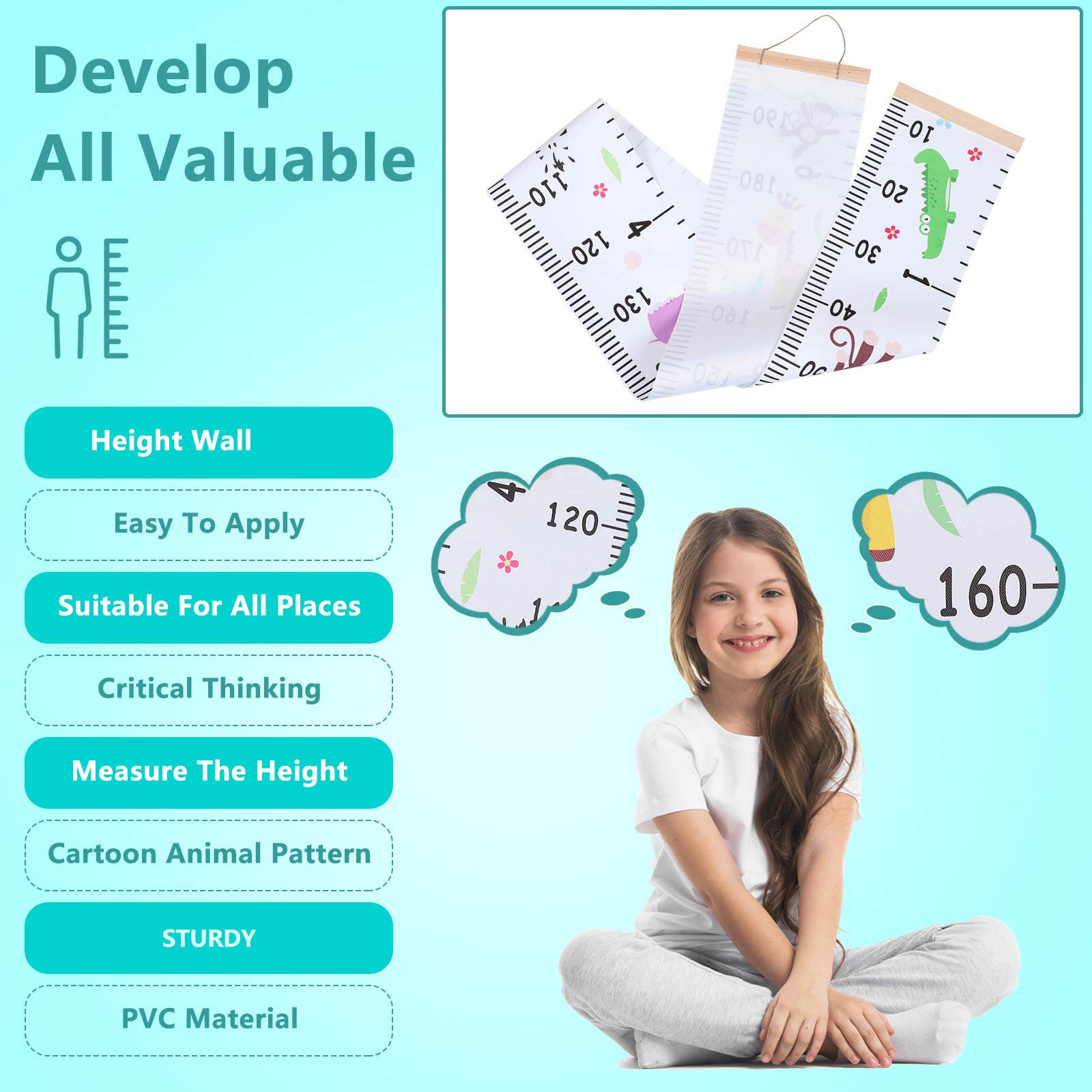Height Ruler Kids Chart Cartoo - Growth Chart Ruler のレビューと価格