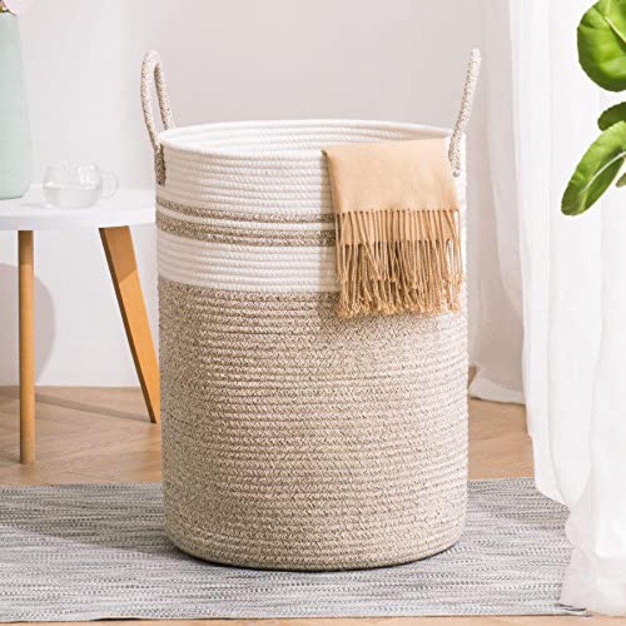 Woven Rope Laundry Hamper Bask - Baby Nursery Laundry Basket のレビューと価格