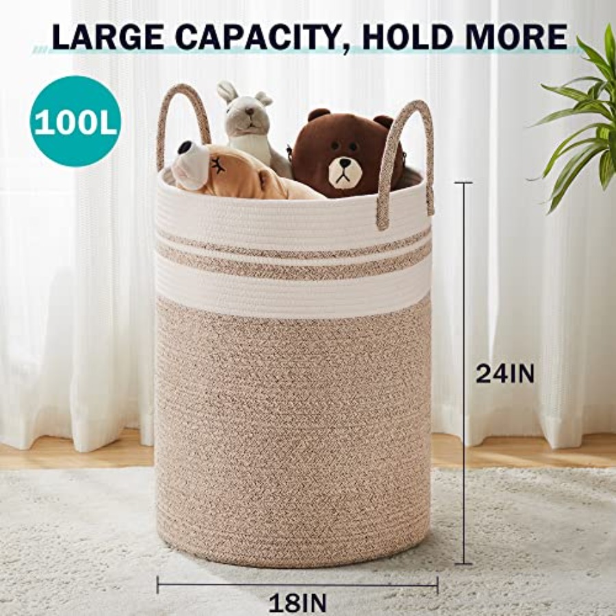 Woven Rope Laundry Hamper Bask - Baby Nursery Laundry Basket のレビューと価格
