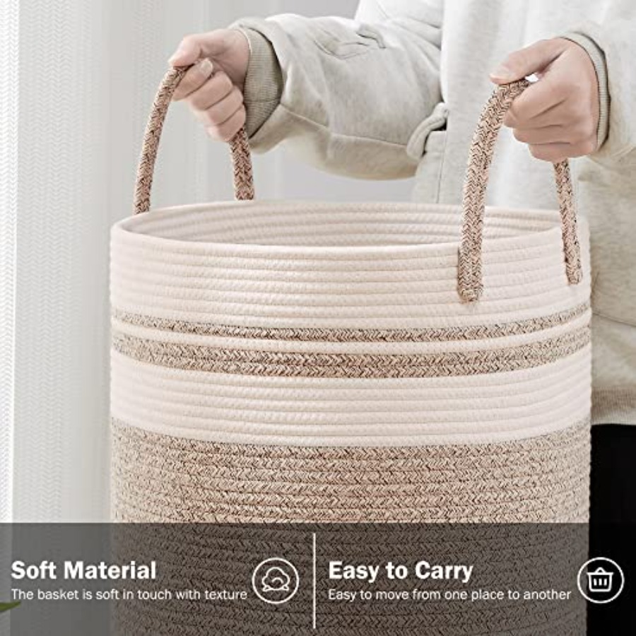 Woven Rope Laundry Hamper Bask - Baby Nursery Laundry Basket のレビューと価格