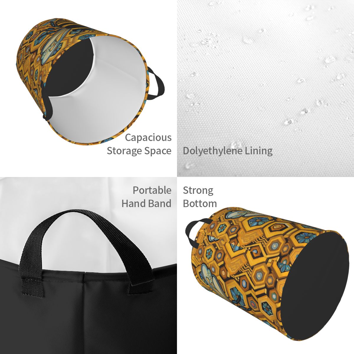 Bee And Honeycomb Print Laundr - Baby Nursery Laundry Basket のレビューと価格