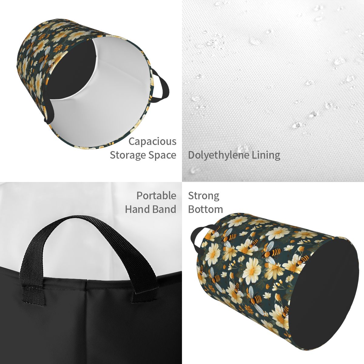Honeycomb And Bee Pattern Laun - Baby Nursery Laundry Basket のレビューと価格
