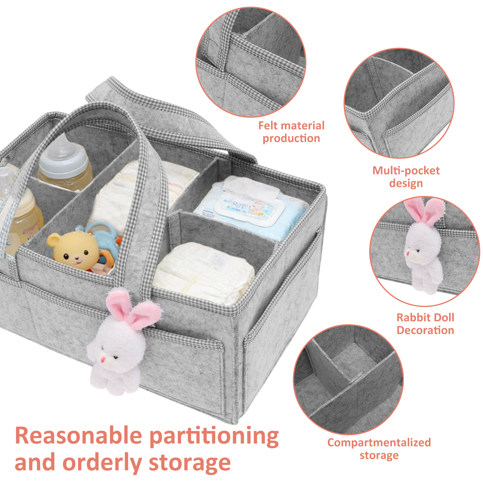 Baby Diaper Caddy Felt Baby Di - Diaper Caddy Organizer のレビューと価格