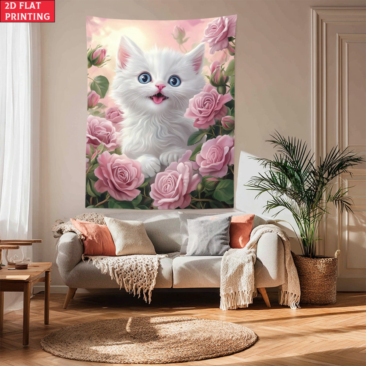 Cute white kitten rose garden  - Baby Nursery Colors のレビューと価格