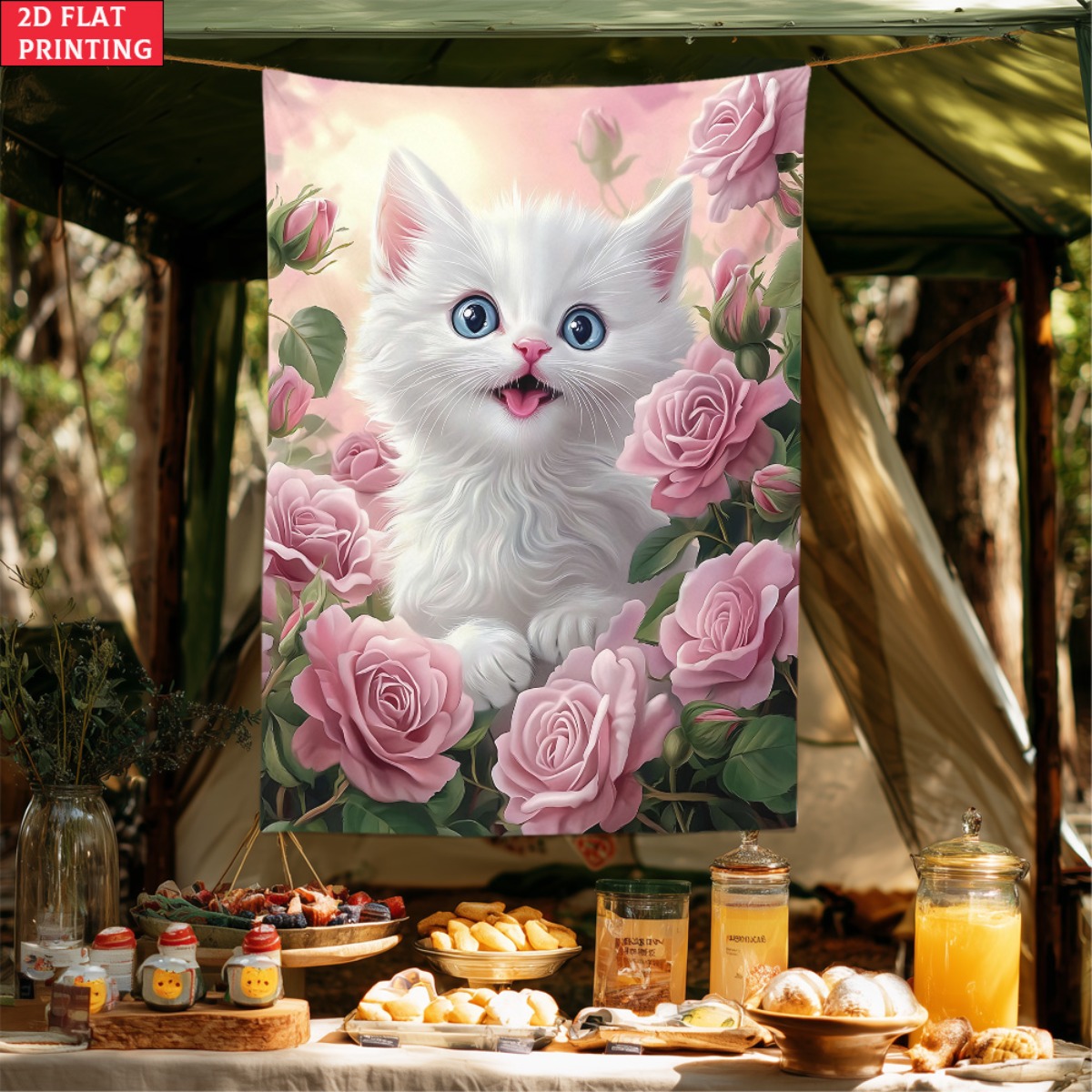 Cute white kitten rose garden  - Baby Nursery Colors のレビューと価格