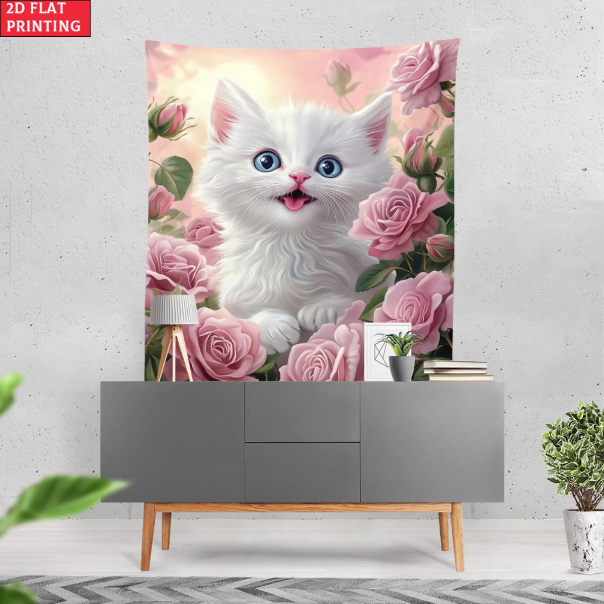 Cute white kitten rose garden  - Baby Nursery Colors のレビューと価格