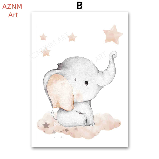 Elephant Balloon Rainbow Moon  - Baby Nursery Wall Art のレビューと価格