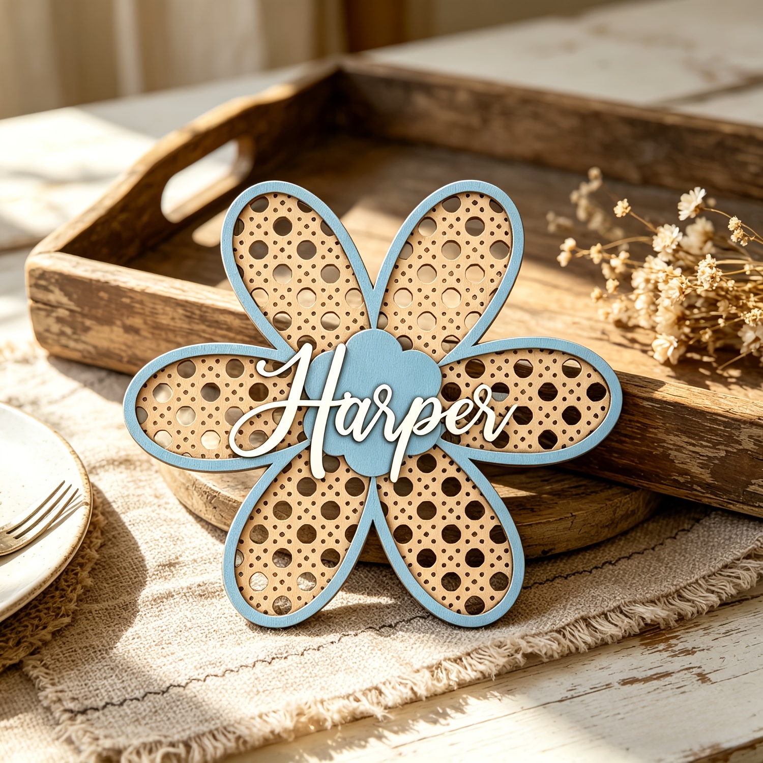 Personalized Boho Rattan Flowe - Baby Nursery Usa のレビューと価格