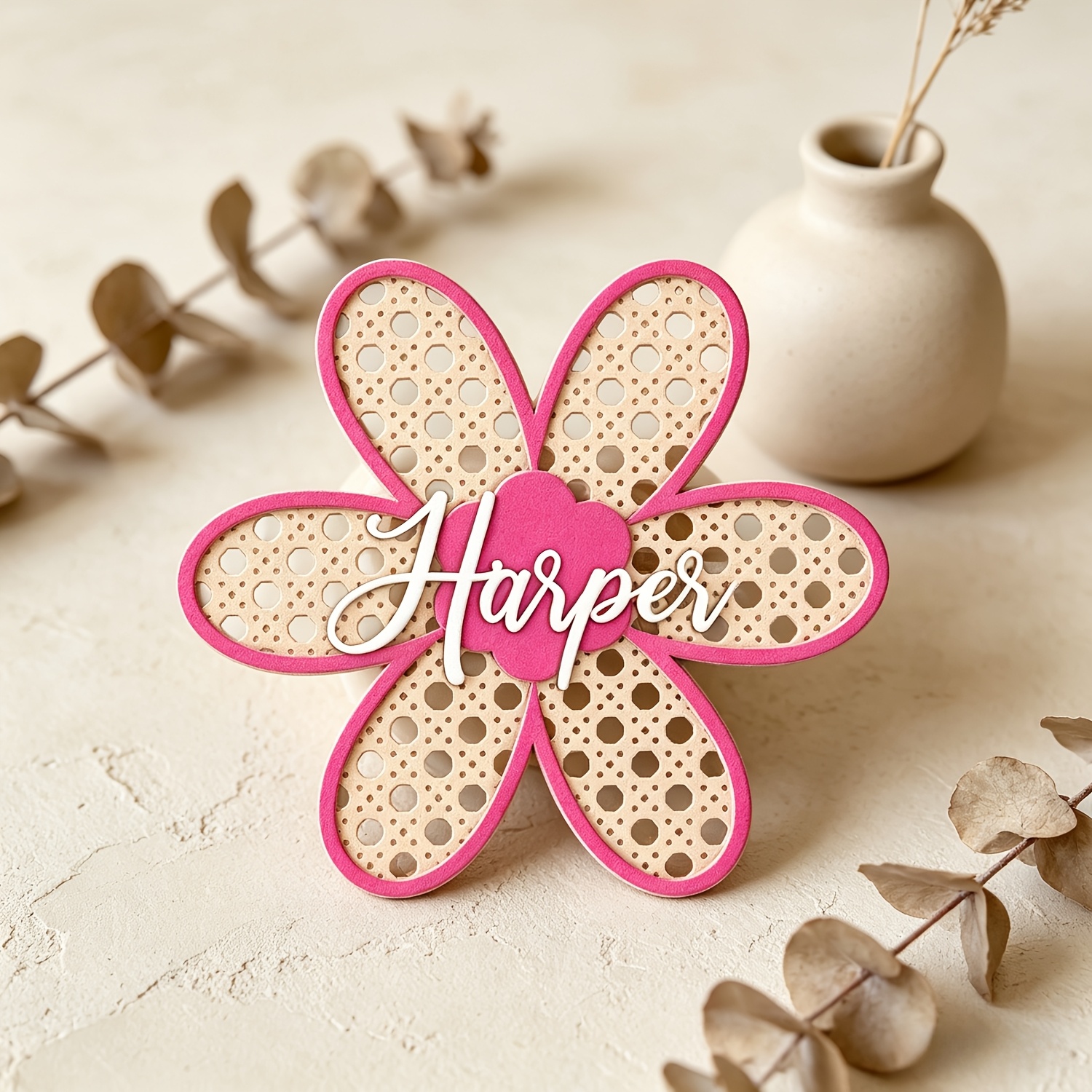Personalized Boho Rattan Flowe - Baby Nursery Usa のレビューと価格