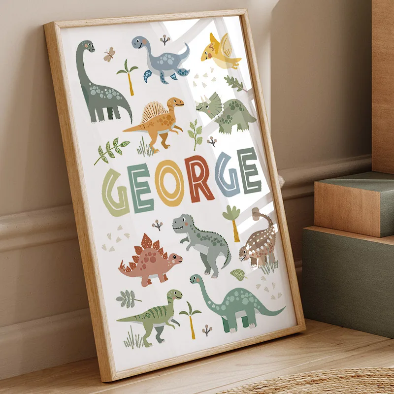 Cute Dinosaur T-Rex Brachiosau - Baby Nursery Wall Art のレビューと価格
