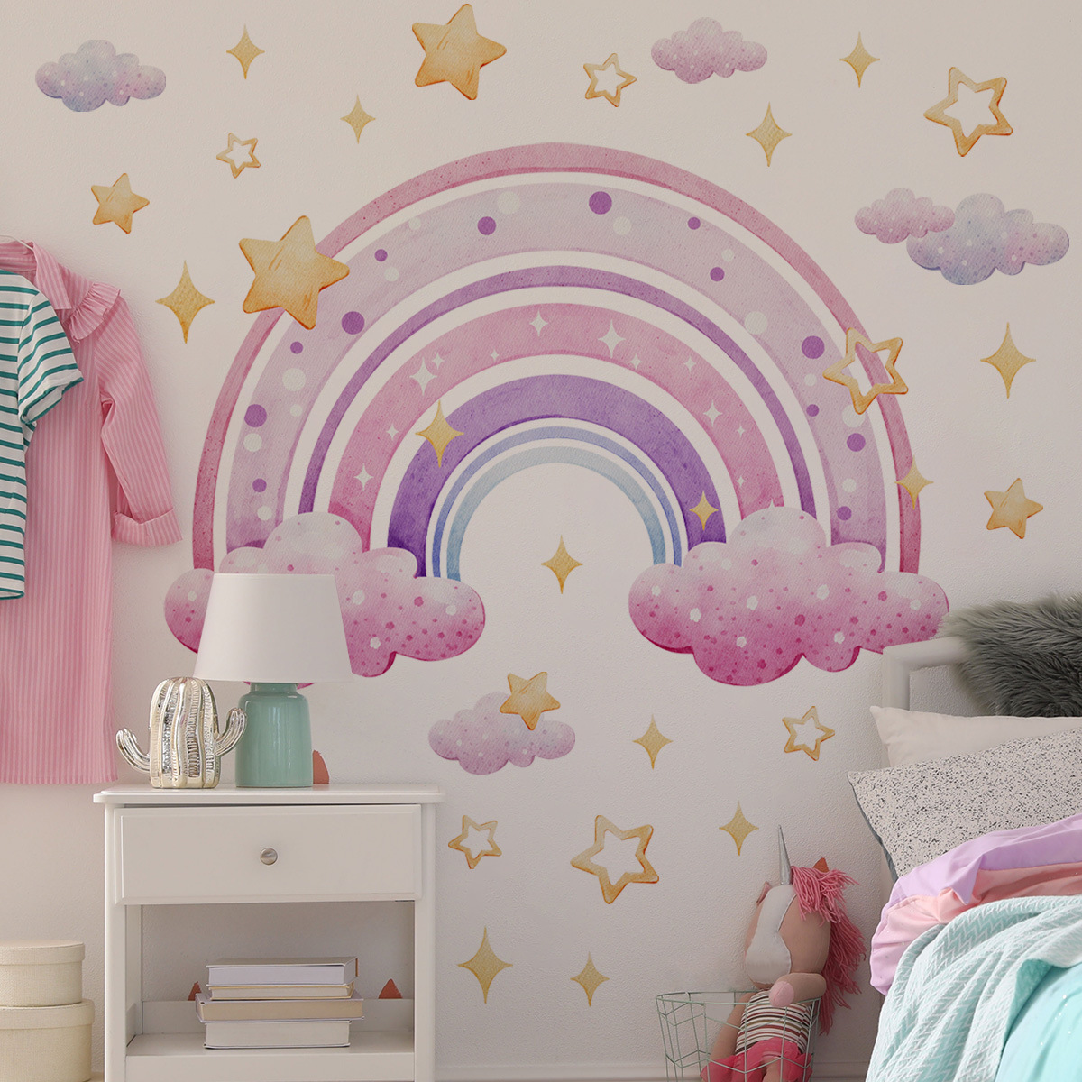 Colorful Rainbow Stars Cloud W - Baby Nursery Stickers のレビューと価格