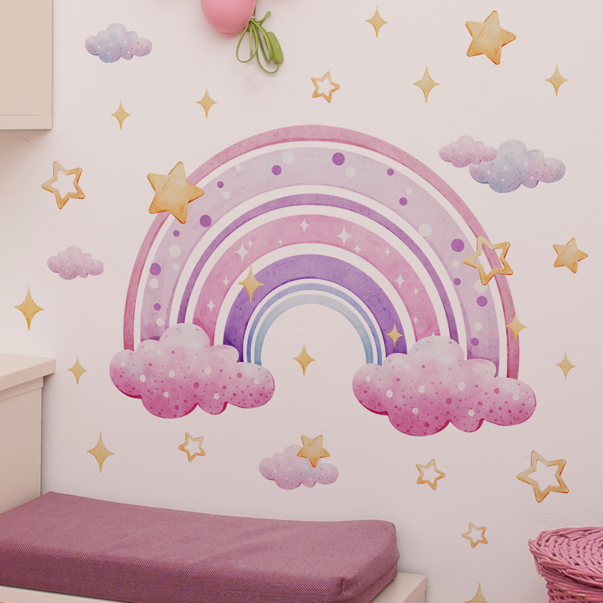 Colorful Rainbow Stars Cloud W - Baby Nursery Stickers のレビューと価格