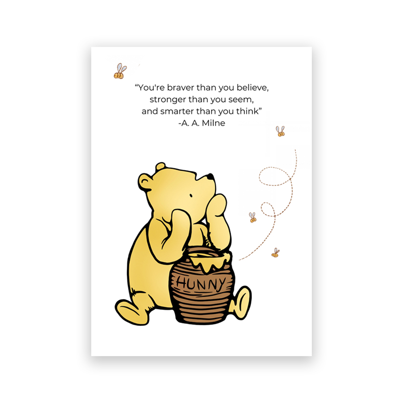 Watercolor Winnie the Pooh Can - Baby Nursery Quotes Wall Art のレビューと価格
