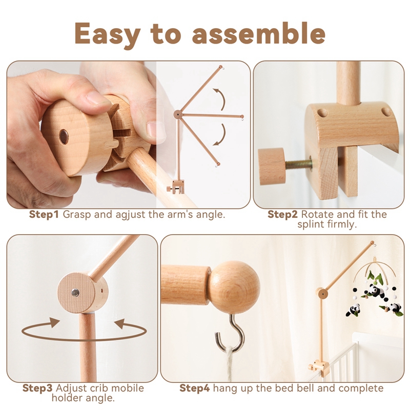 Baby Wooden Bed Bell Bracket M - Crib Mobile Musical のレビューと価格