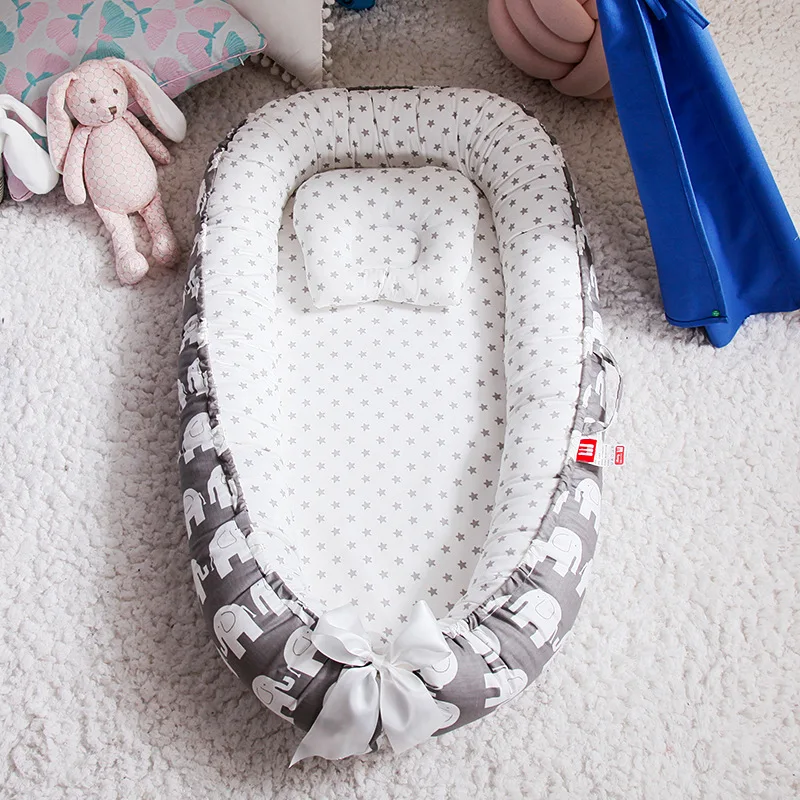 85*50cm Baby Nest Bed with Pil - Baby Nursery Cushion のレビューと価格