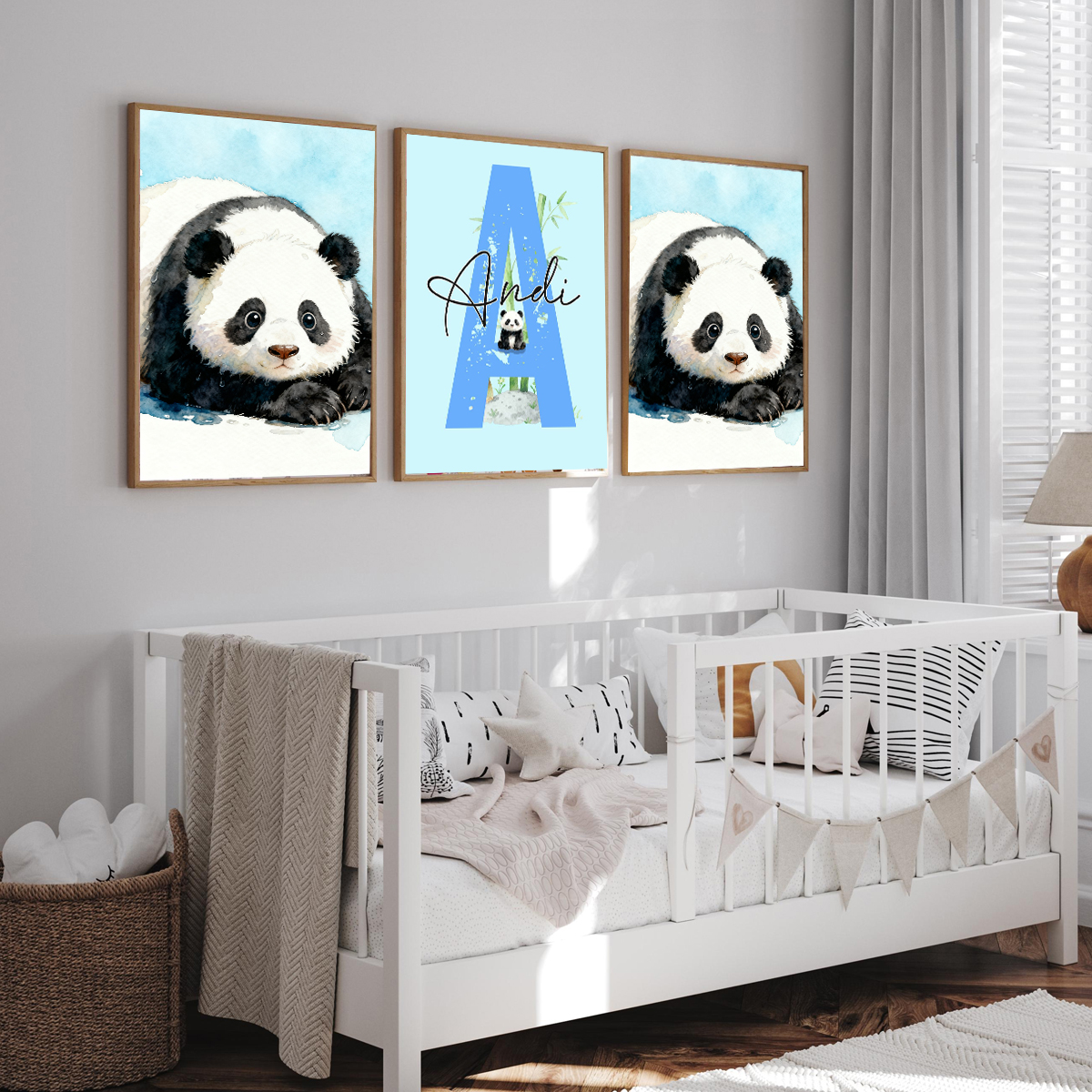 3pcs Personalized Panda Nurser - Baby Nursery Wall Art のレビューと価格