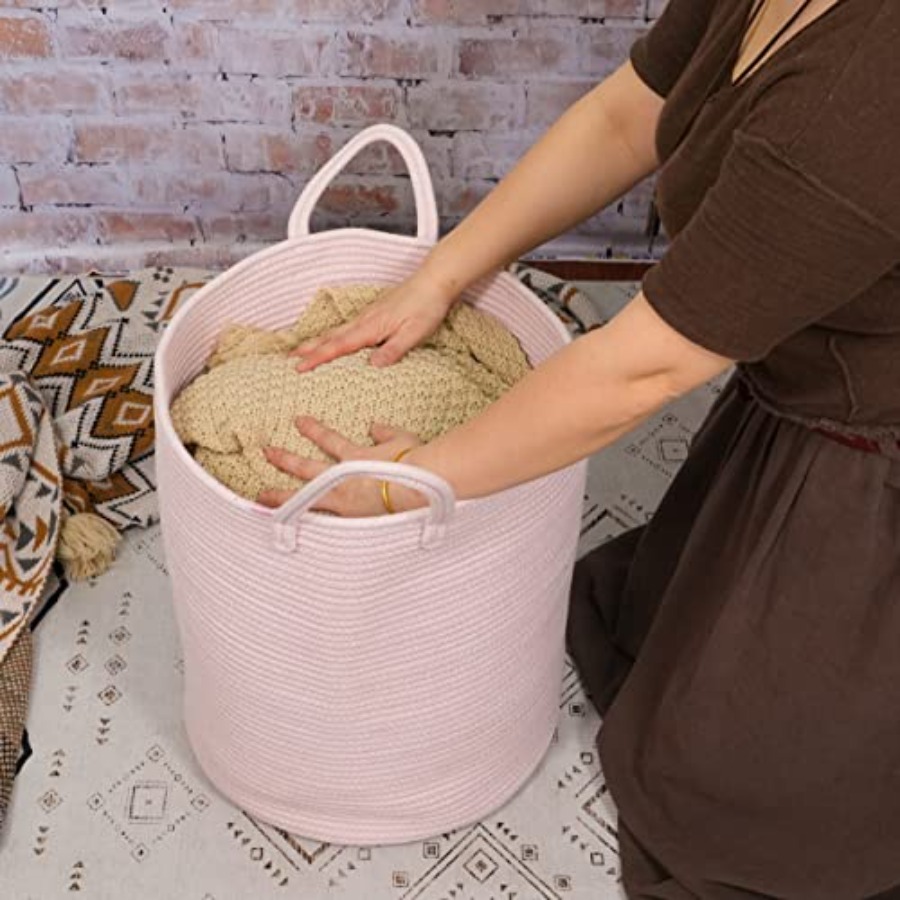 Cotton Rope Laundry Basket Ham - Baby Nursery Laundry Basket のレビューと価格