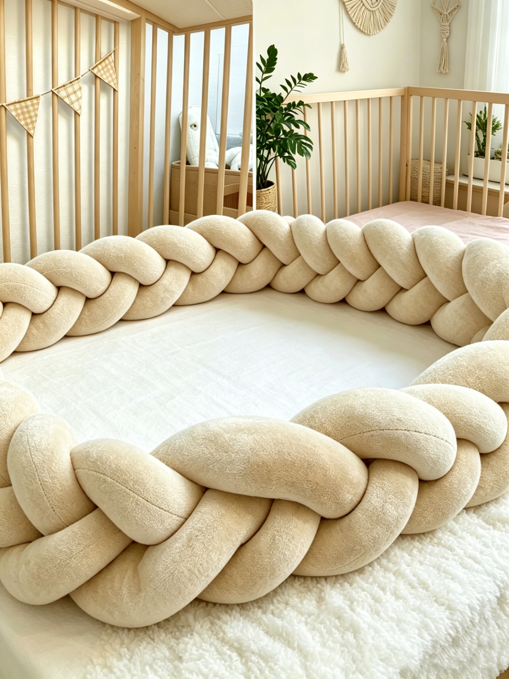 Boho Braided Crib Bumper Pillo - Baby Nursery Cushion のレビューと価格
