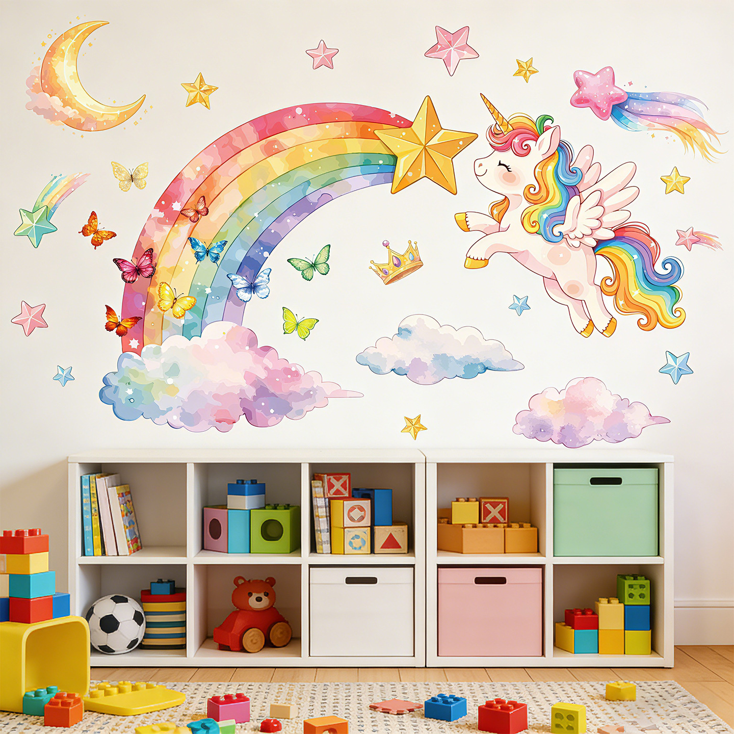 Unicorn Rainbow Butterfly Wall - Baby Nursery Stickers のレビューと価格