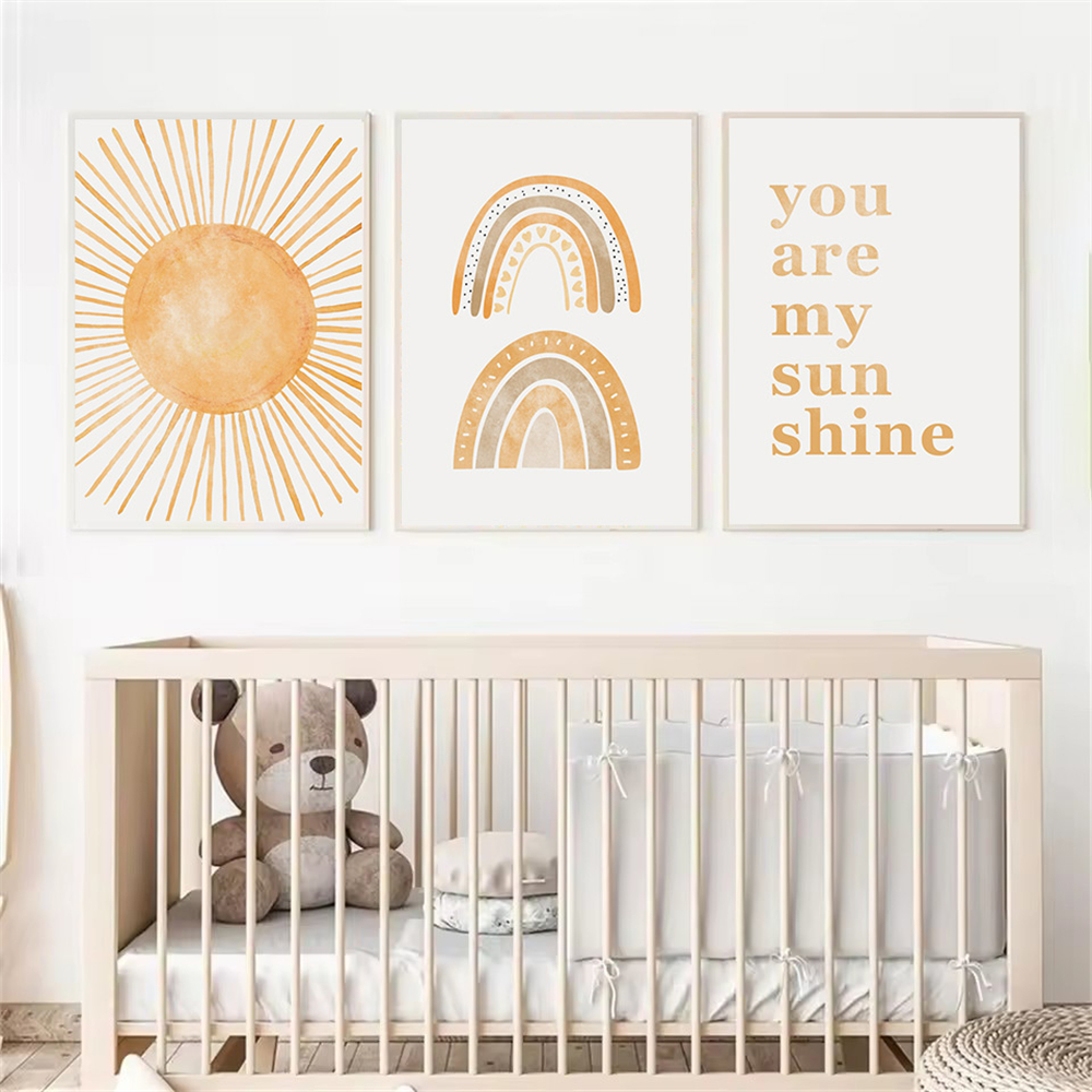 Boho Rainbow Sun Posters Abstr - Baby Nursery You Are My Sunshine のレビューと価格