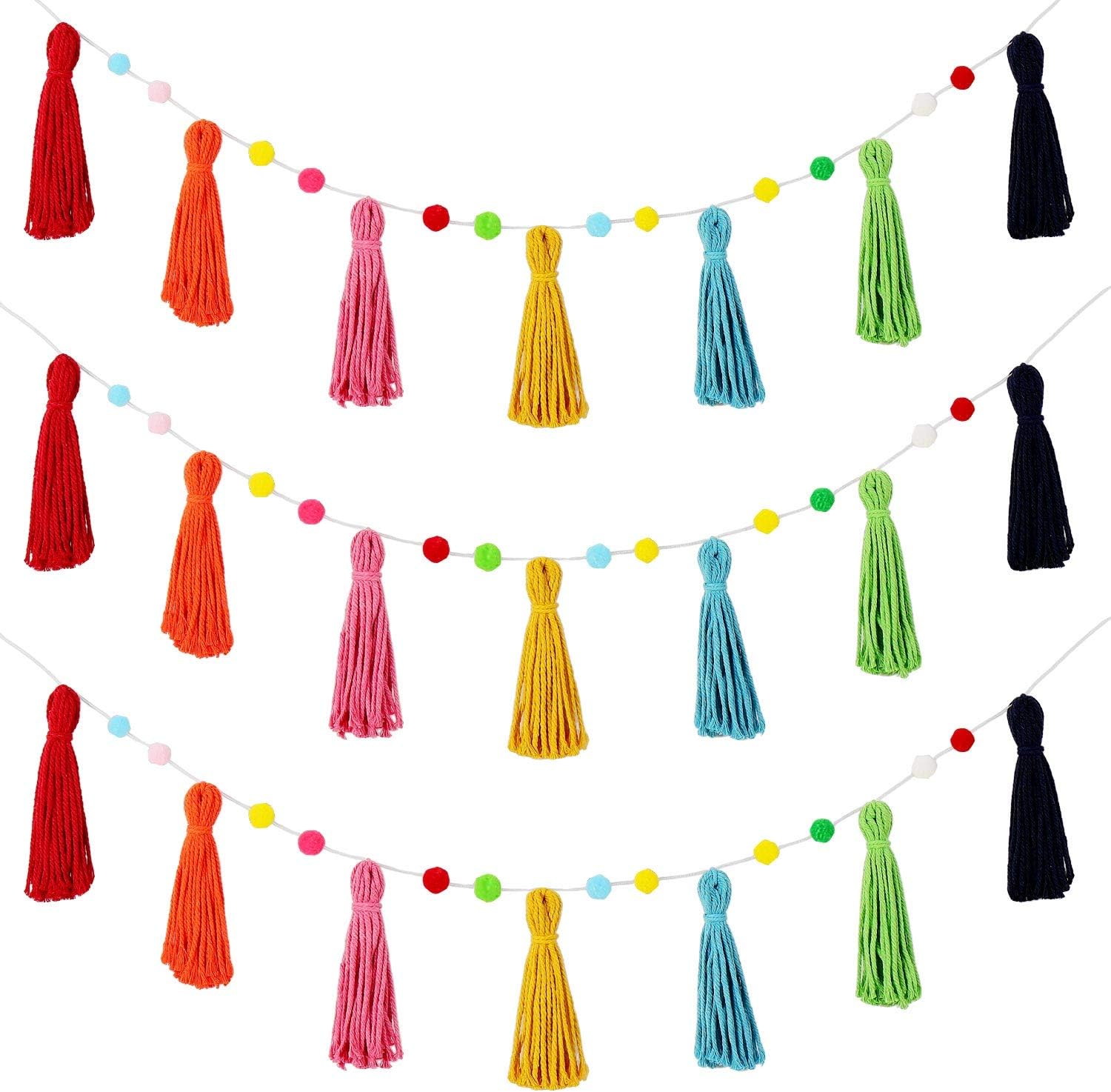 3 Pcs Colorful Rainbow Boho Ta - Baby Nursery Garland のレビューと価格