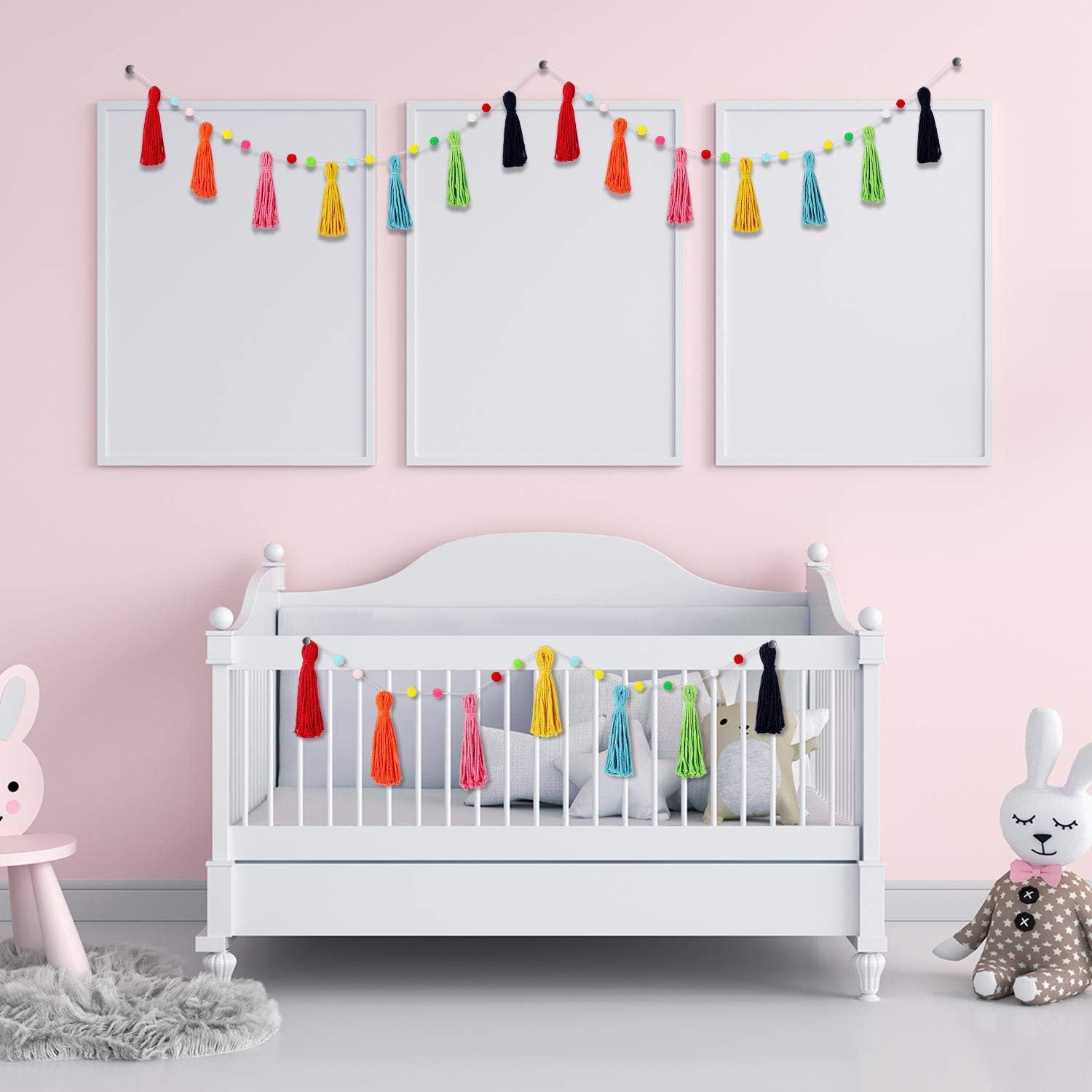 3 Pcs Colorful Rainbow Boho Ta - Baby Nursery Garland のレビューと価格