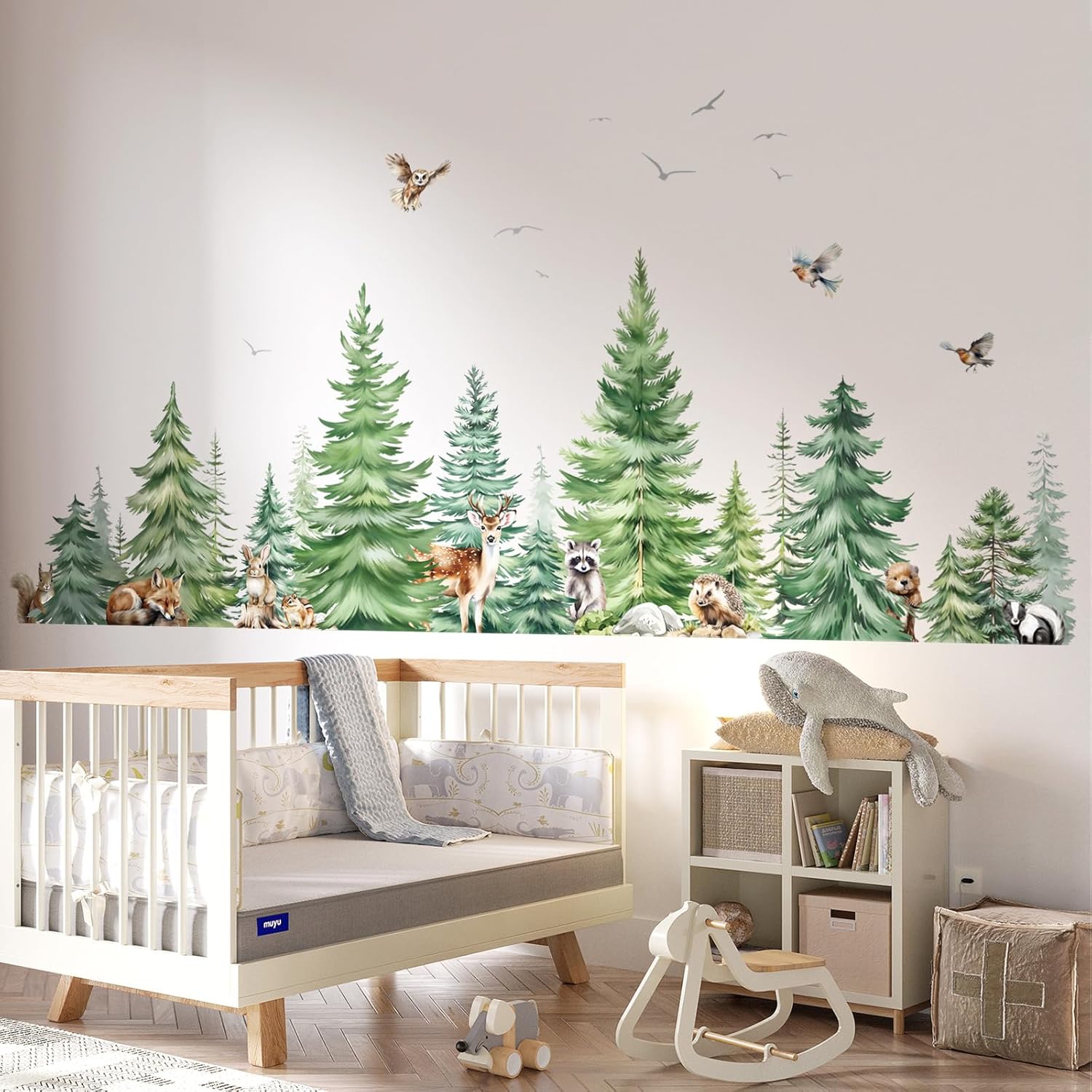 Large Watercolor Pine Tree Ani - Baby Nursery Design のレビューと価格