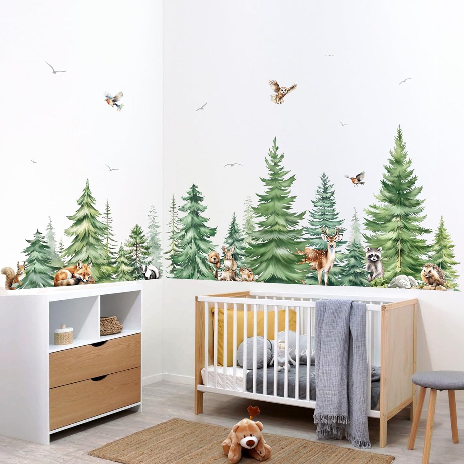 Large Watercolor Pine Tree Ani - Baby Nursery Design のレビューと価格