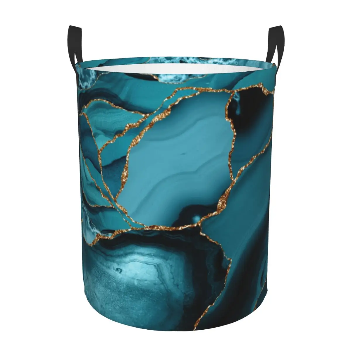 Custom Teal And Gold Marble La - Baby Nursery Laundry Basket のレビューと価格