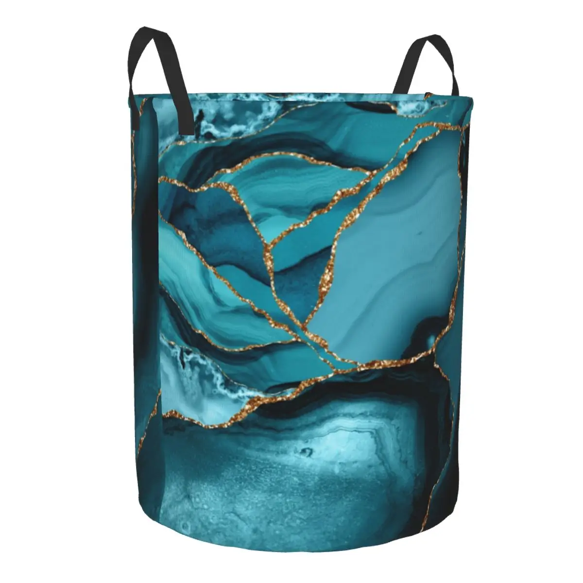 Custom Teal And Gold Marble La - Baby Nursery Laundry Basket のレビューと価格